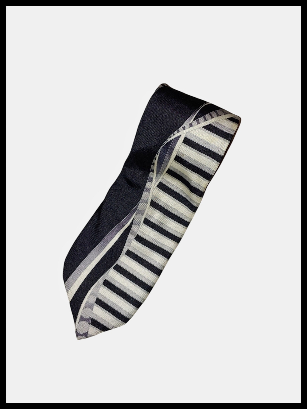 Black & Ivory Geometric Striped Silk Tie